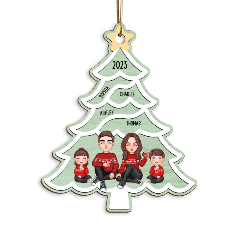 Christmas Tree Swirl Family Member Personalized Wooden Ornament