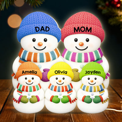Christmas Cozy Vibe Family Dad Mom And Kids Snowman Together - Personalized Light Box - Christmas Decoration For Family