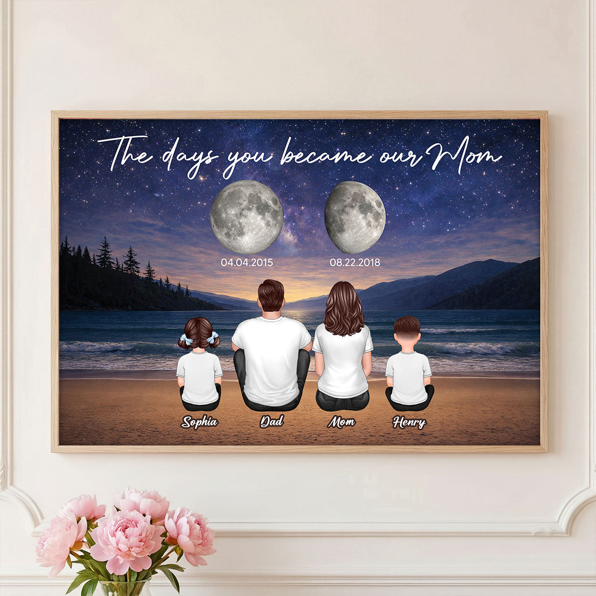Endless Love The Day You Become Mom Grandma Custom Birth Moon Phase - Personalized Poster - Mother's Day Gift For Mom, Grandma