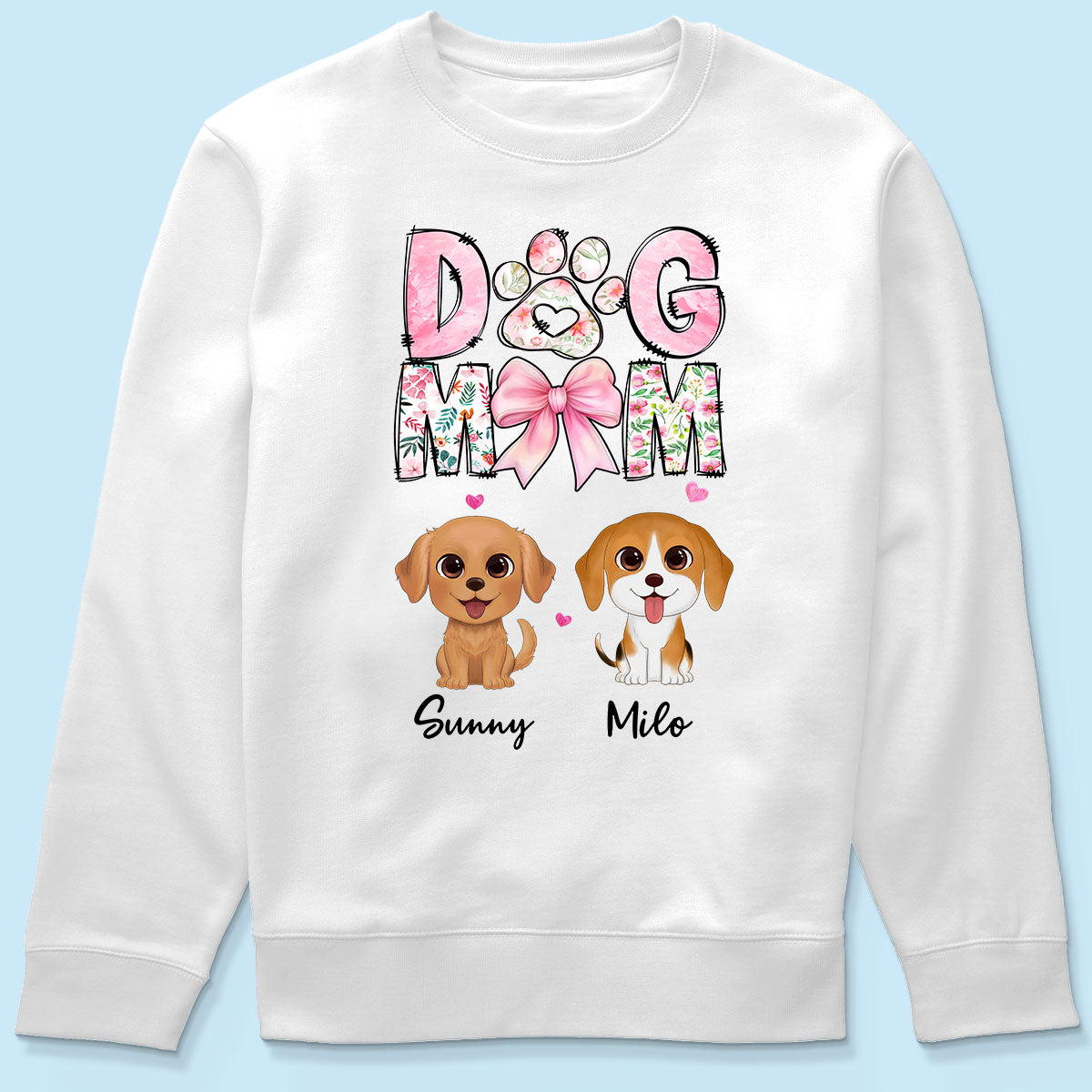 Dog Mom Pink Coquette Personalized Shirt, Watercolor Cute Dog, Gift for Dog Moms