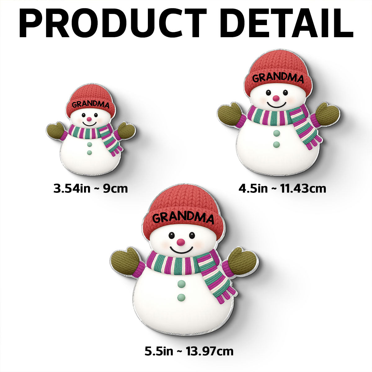 Christmas Grandma Grandpa And Grandkids Snowman Together - Personalized Acrylic Fridge Magnet