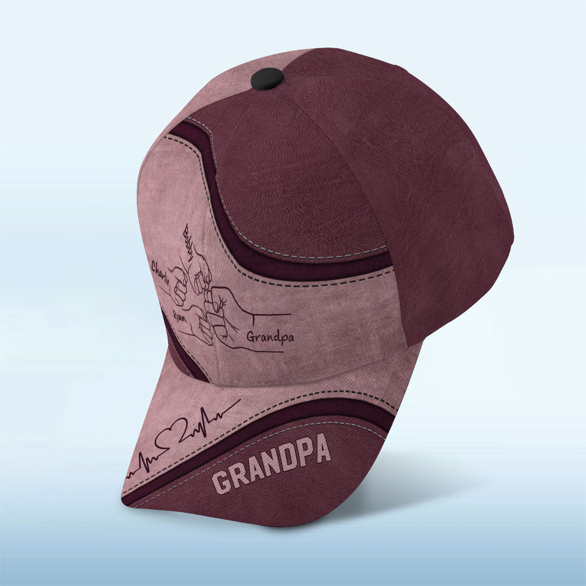 Grandpa's Team Fist Bump Personalized Classic Cap, Anniversary Gift For Grandpa, For Husband