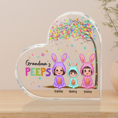 Grandma‘s Peep Doll Kids Easter Personalized Acrylic Heart Plaque