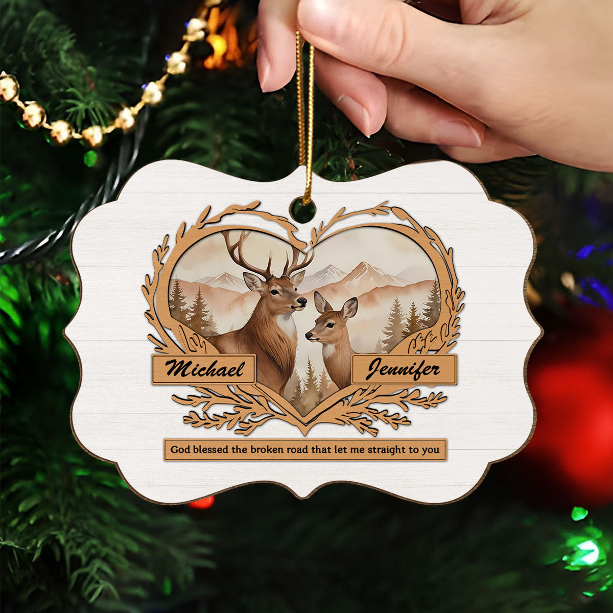 God Gave Me You Deer Love Personalized Wooden Ornament, Heartfelt Christmas Gift For Girlfriend Boyfriend Husband Wife, Gift For The Couple