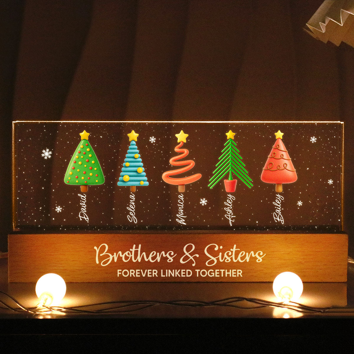 Brothers & Sisters Forever Linked Together - Personalized LED Night Light - Unique Christmas Gift For Brothers, Sisters, Siblings