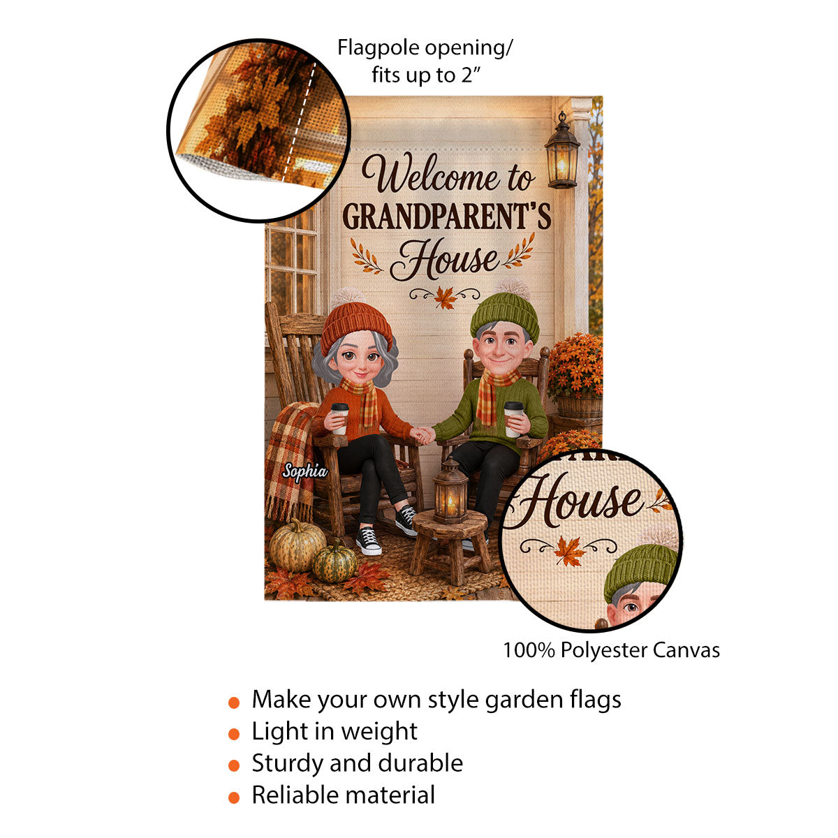 Cozy Season Grandparent's House - Personalized Garden Flag - Fall Season Decor Gift, Gift For Grandma Grandpa