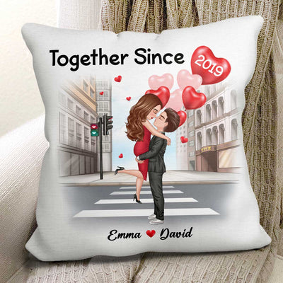 Hugging Couple On The Street Gift For Him Gift For Her Personalized Pillow