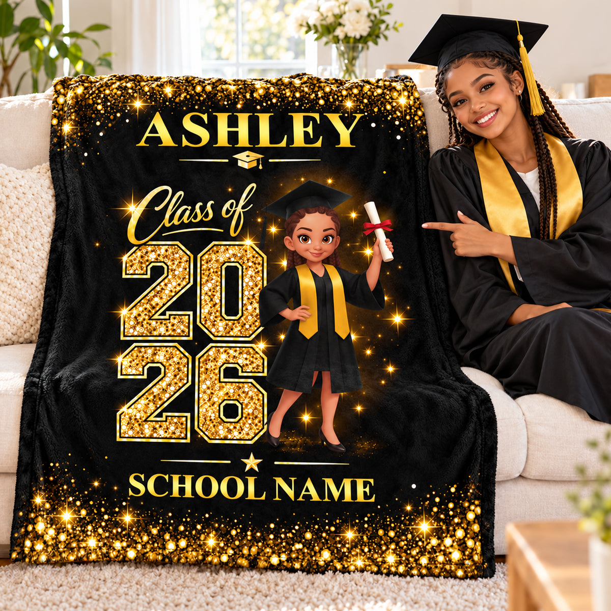 Senior Class Of 2026 2027 - Personalized Fleece Blanket - Graduation Gift Christmas Gift For Seniors