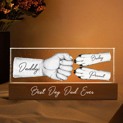 Dog Dad Fist Bump Personalized Acrylic LED Night Light
