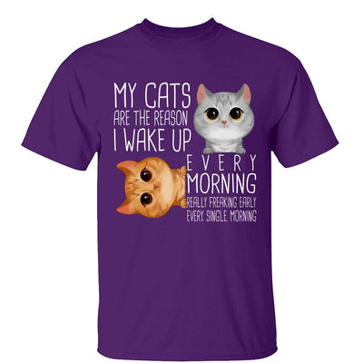 My Cats The Reason I Wake Up Early Watercolor Cute Cat Personalized Shirt