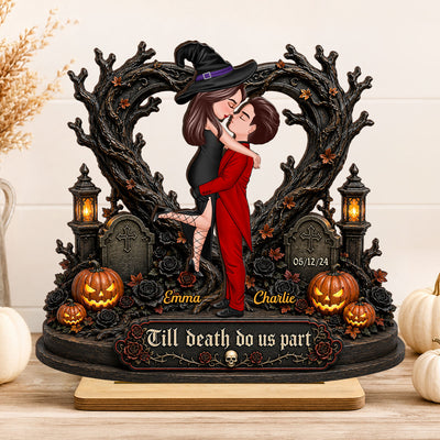 Tree Of Life Couple Halloween - Personalized 2-Layered Wooden Plaque - Halloween Decor Gift, Gift For Couple