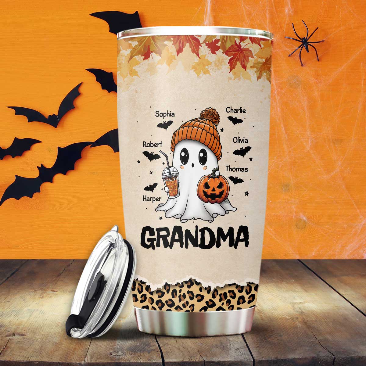 Fall Season Halloween Grandma Boo Personalized Tumbler