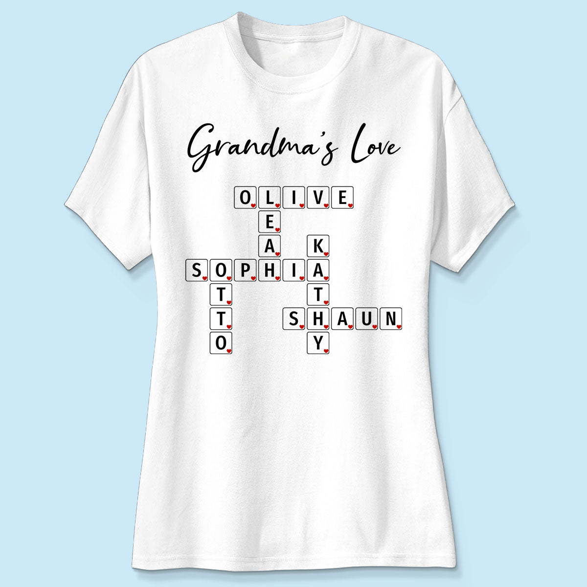 Grandma's Love Beautiful Crossword Art Puzzle Personalized Shirt