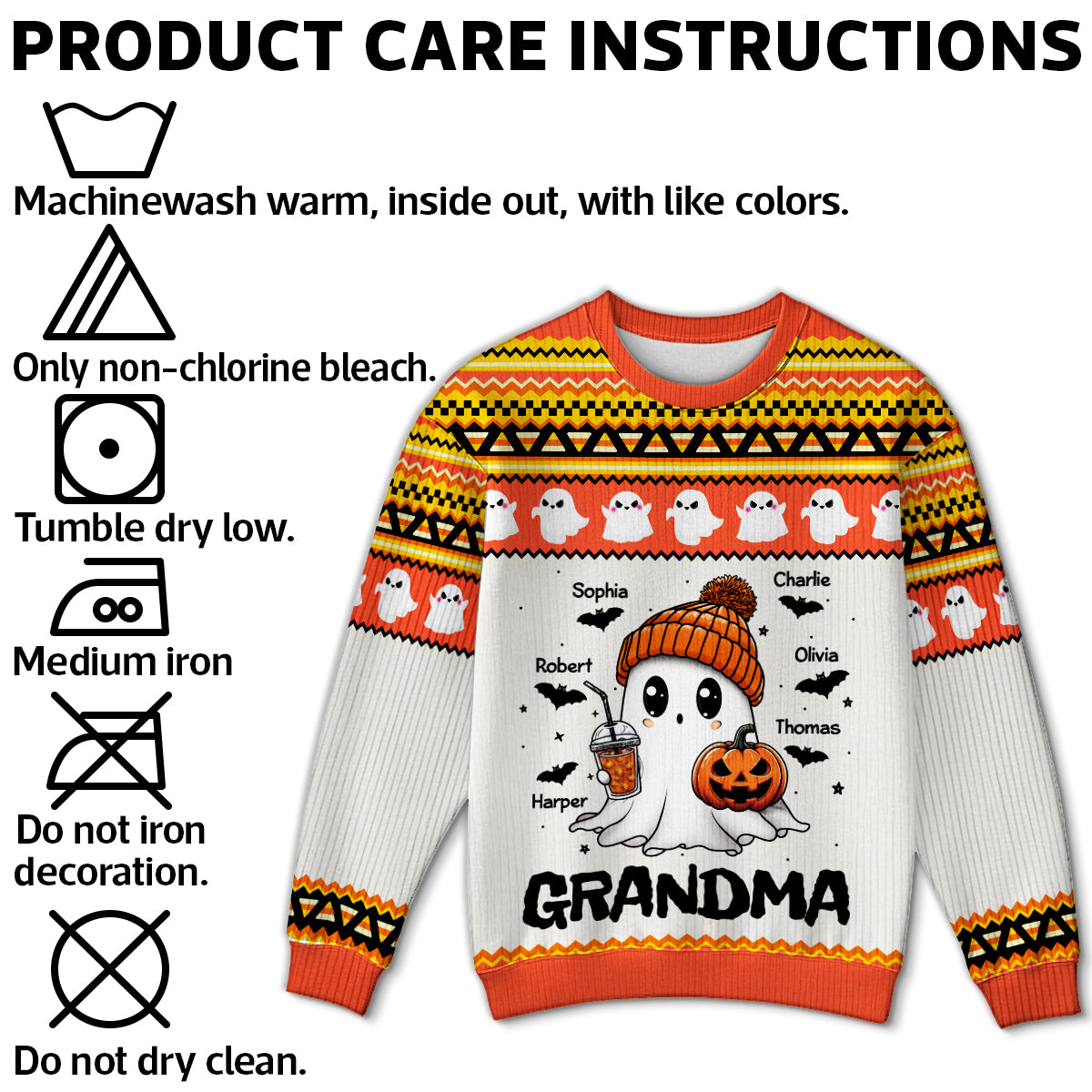 Halloween Grandma Boo Personalized Sweater