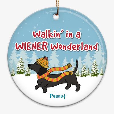 Dog Christmas Dachshund Wiener Wonderland Personalized Circle Ornament