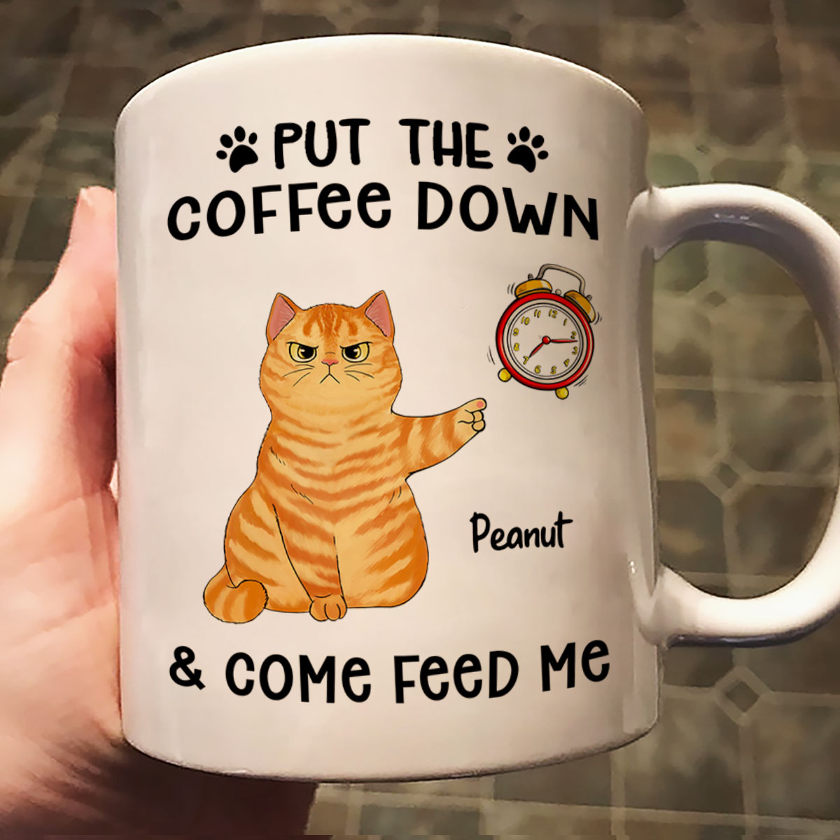 It‘s Feed Me O’Clock Grumpy Fluffy Cat Personalized Mug