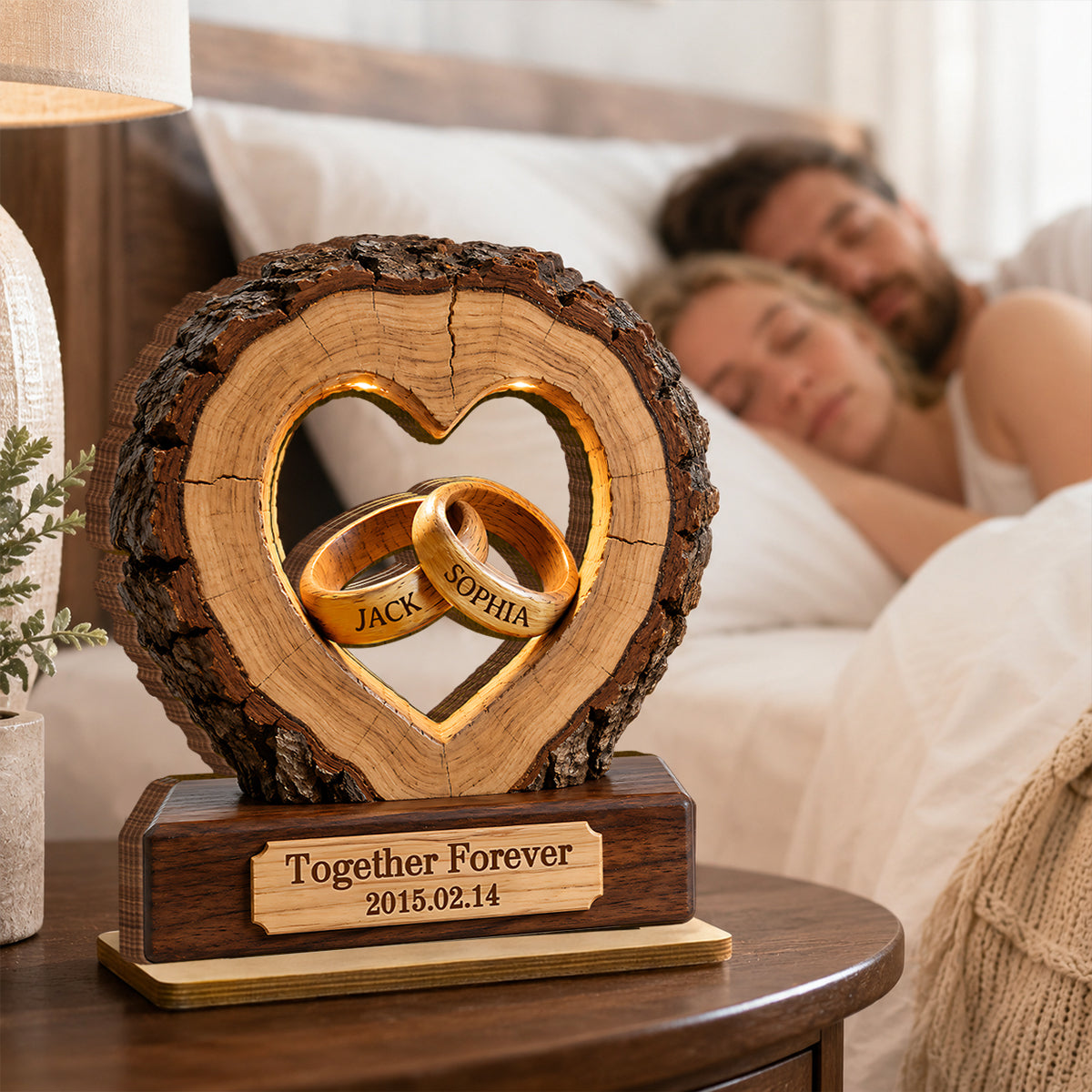 Together Forever Couple Anniversary - Personalized 2-Layered Wooden Plaque - Heartfelt Gift for Her, for Him