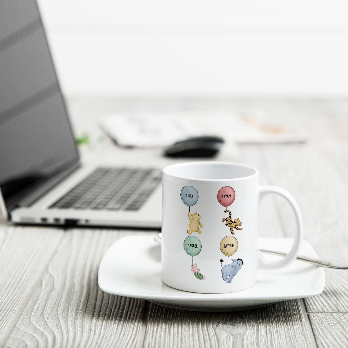 Mama Bear Est. Cute Characters With Balloon Mother‘s Day Gift For Mom Grandma Auntie Personalized Mug