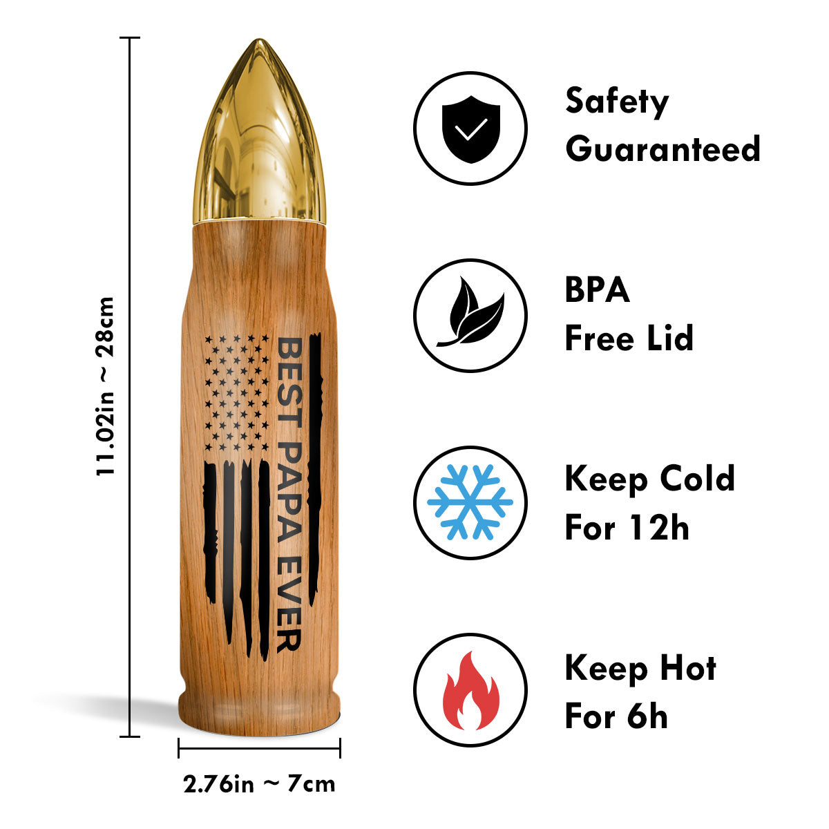 Best Dad Ever Fist Bump Outline Nation Flag Gift For Husband, Personalized Bullet Tumbler