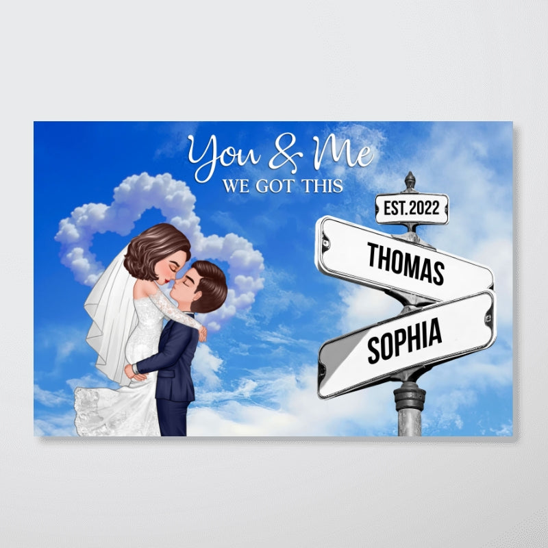 Couple Wedding Personalized Crossroads Sign Couple's Name And Date On Street Sign Poster, Anniversary Gift, Wedding Gift,  Gift For Couple, For Him, For Her
