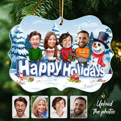 Happy Holiday Funny Family, Custom Photo Ornament, Personalized Family Photo Christmas Ornament, Family Keepsake