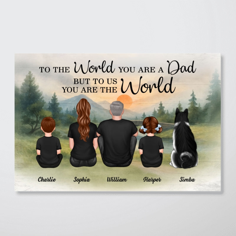 Retro Vintage Mountain Landscape Dad You Are The World Personalized Poster| Heartfelt Father's Day Gift For Dad, Husband