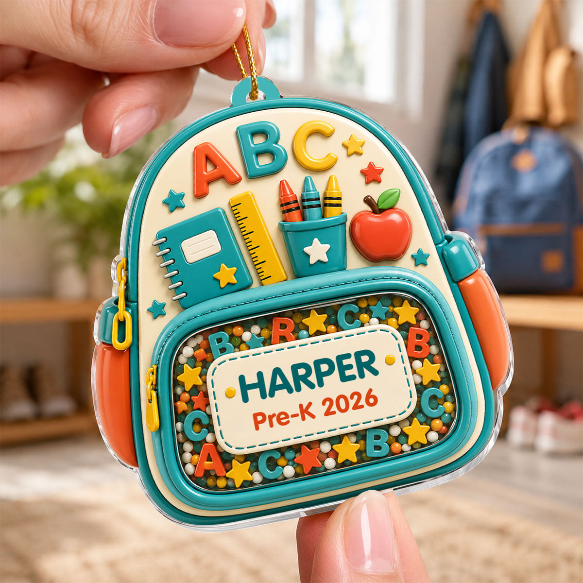 First Day Of School Backpack - Personalized Acrylic Ornament - Christmas Gift For Kids