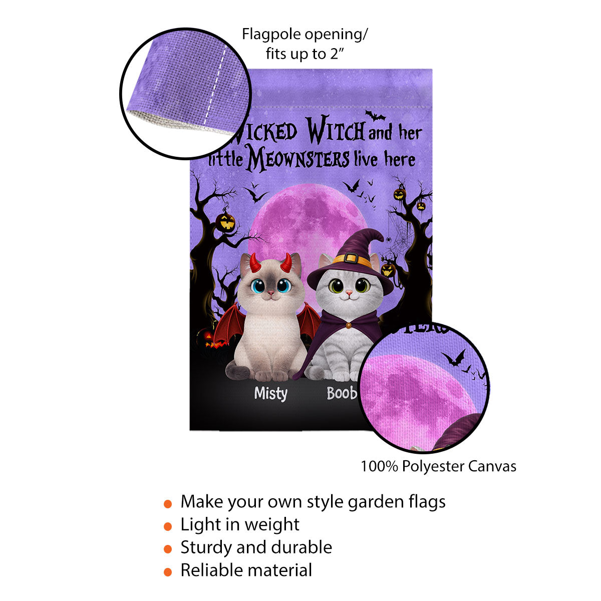 Halloween Theme The Wicked Witch And Her Meownsters Cats Live Here - Personalized Garden Flag - Halloween Decor For Cat Lovers