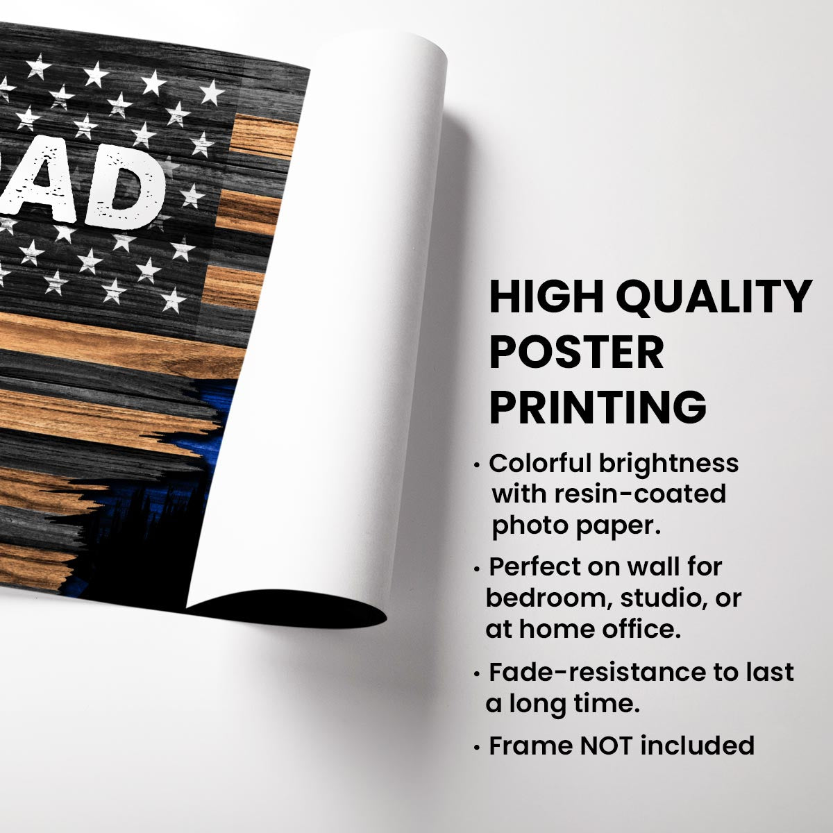 Dad Grandpa Papa Photo Inserted Half Nation Flag Personalized Horizontal Poster