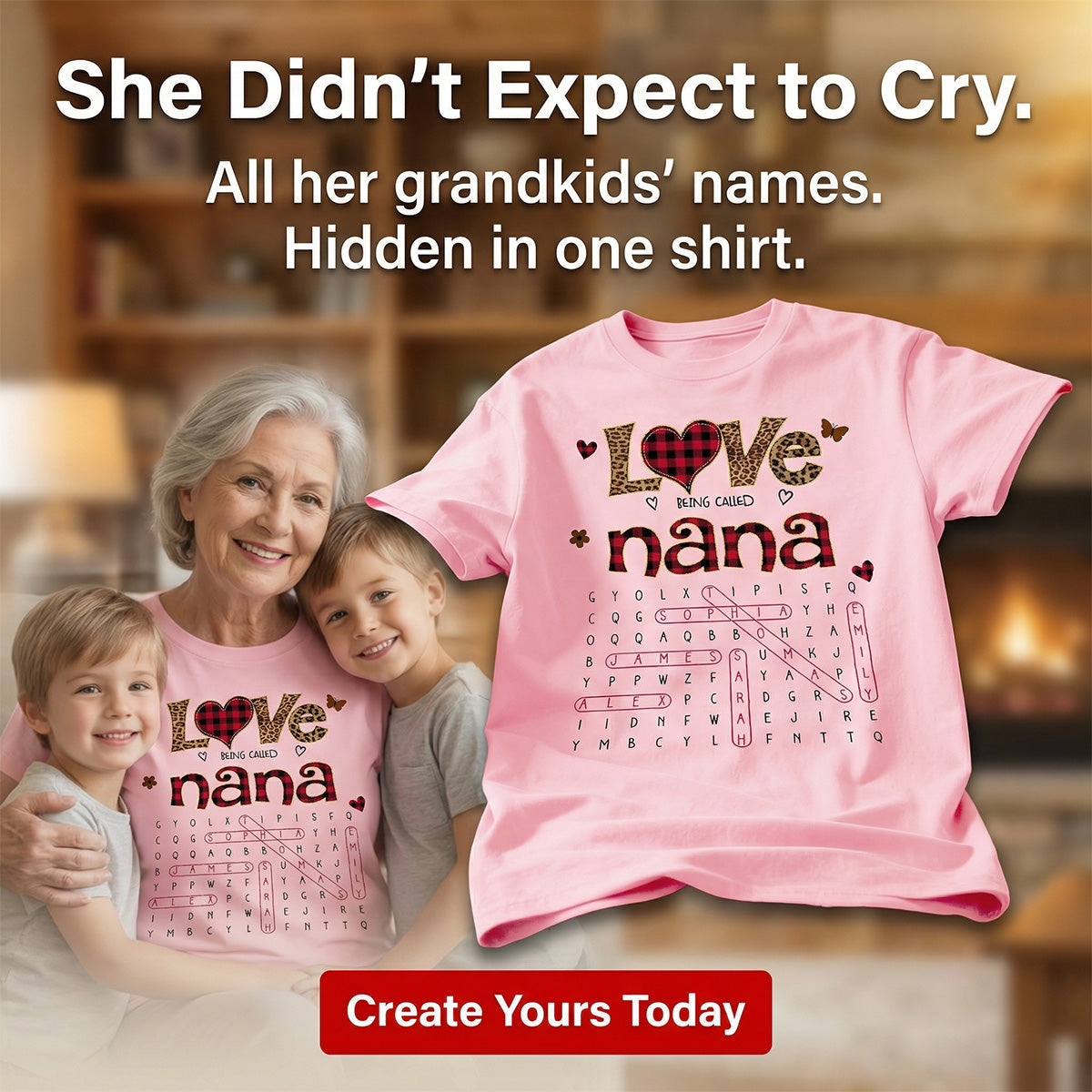 Love Being Called Grandma Leopard Pattern Word Search Puzzle - Personalized Shirt - Mother's Day Gift For Grandma Mom