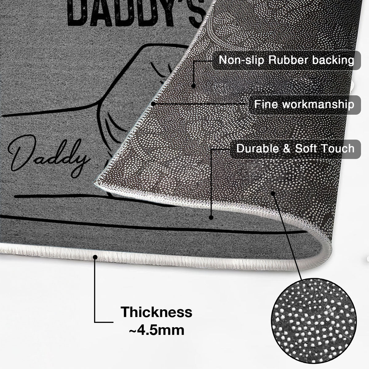 Daddy's Team Fist Bump Personalized Doormat