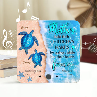 Mothers Hold Their Children's Hands Sea Turtle Personalized Music Fridge Magnet, Perfect 2025 Gift For Mom For Grandma