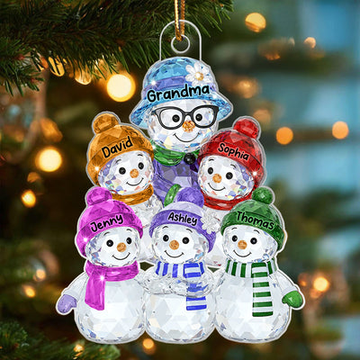 Grandma Hugging Grandkids Pattern Crystal - Personalized Acrylic Ornament - Heartwarming Christmas Gift For Grandma, Family