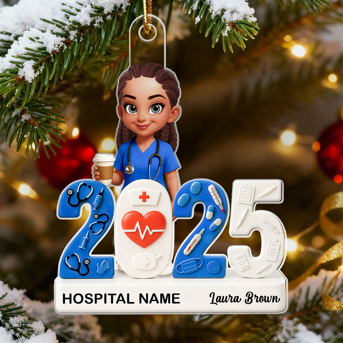 2025 Nurse - Personalized Acrylic Ornament - Christmas Gift for Nurse