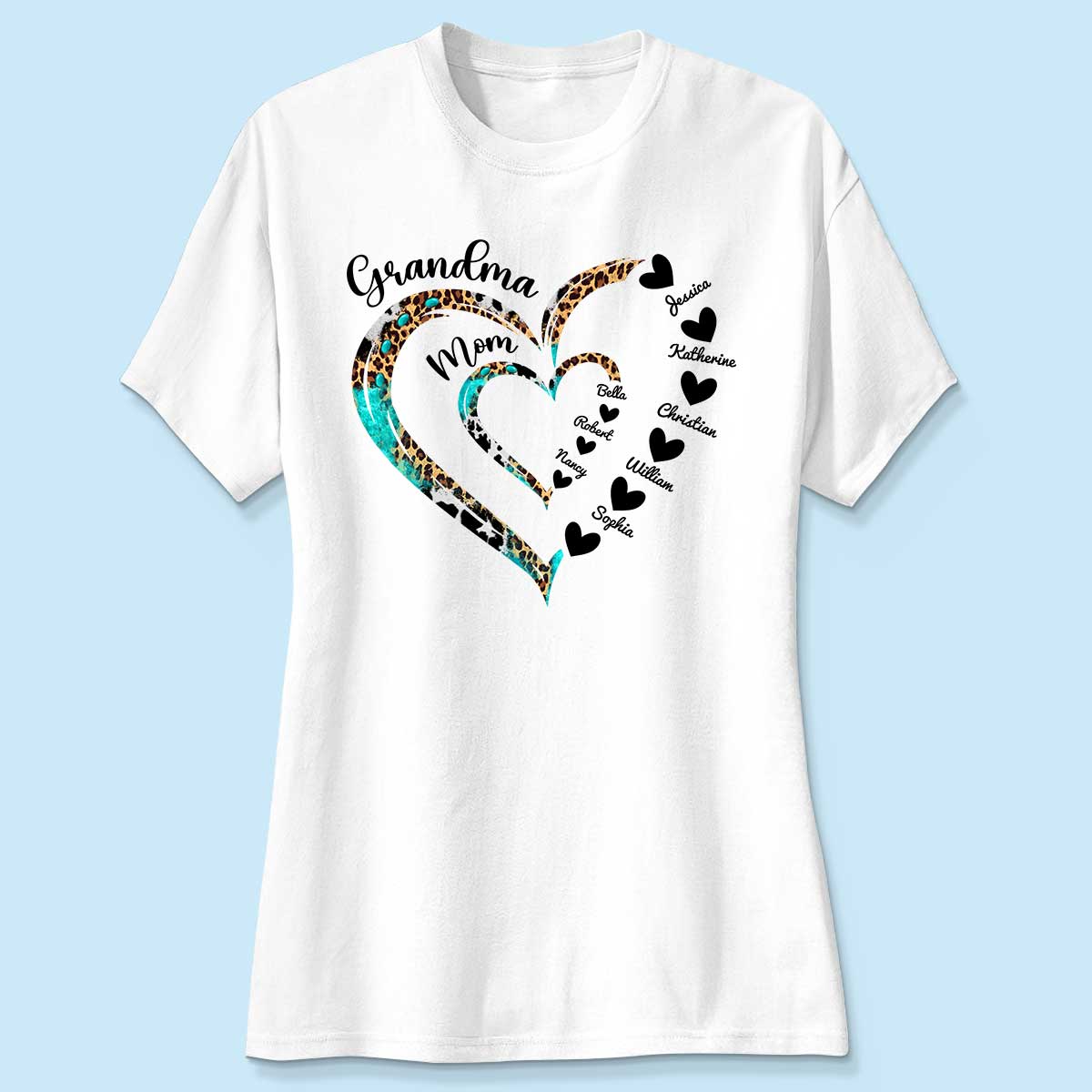 Heart In Heart Mom Grandma Personalized Light Color Shirt