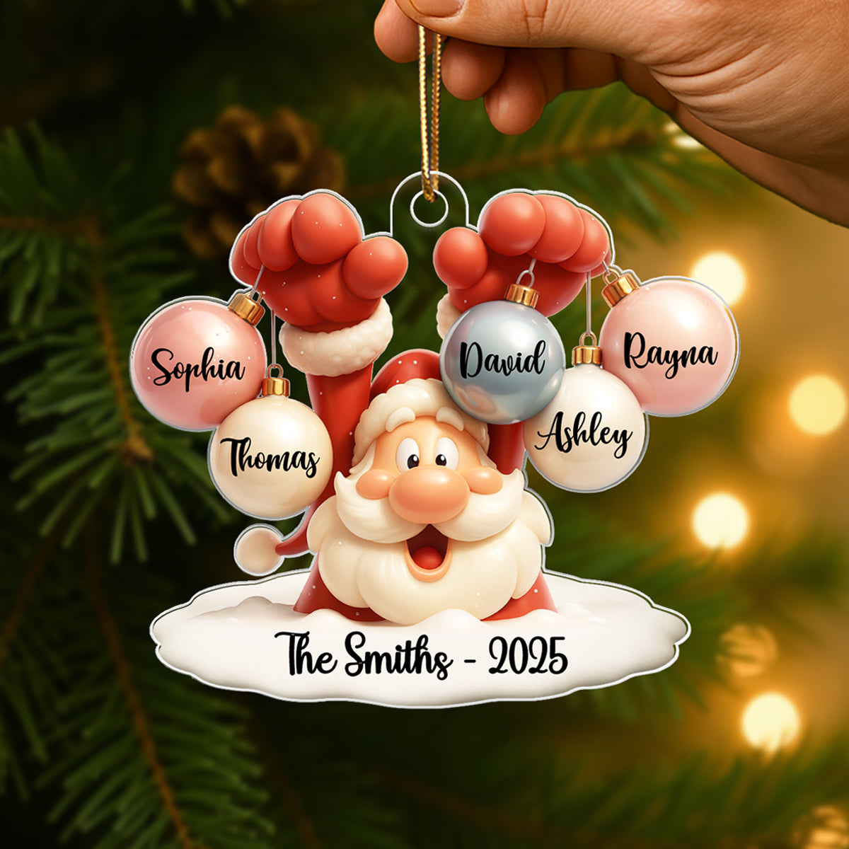 Family Name Christmas Santa Personalized Ornament, Gift for Family, Acrylic Ornament
