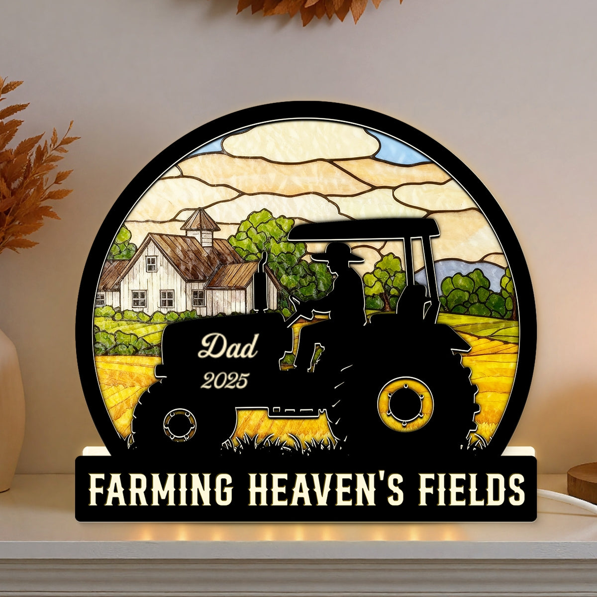 Farming In Heaven Memorial - Personalized Light Box - Memorial Keepsake For Family