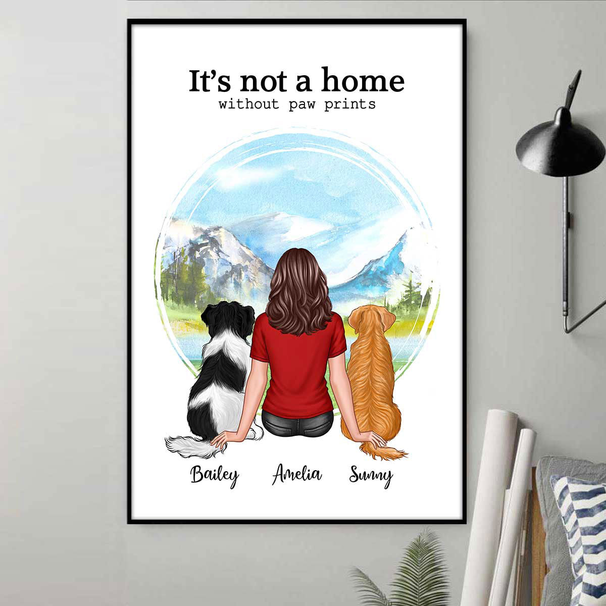 It‘s Not Home Without Paw Prints Gift For Dog Lover Cat Lover Personalized Vertical Poster