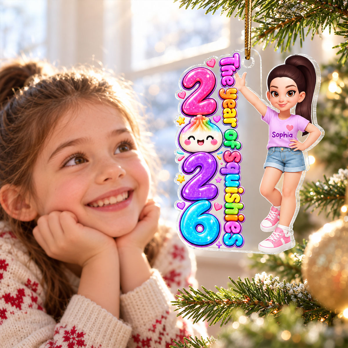 Just A Girl Who Loves Squishies The Year Of Squishies - Personalized Acrylic Ornament - Christmas Gift For Girl, Granddaughter, Daughter