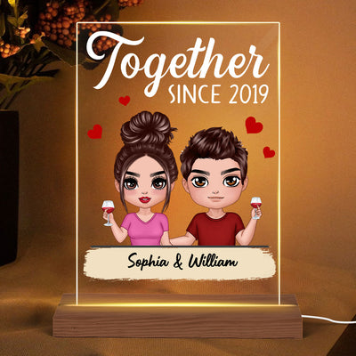 Doll Couple Sitting Personalized Rectangle LED Night Light