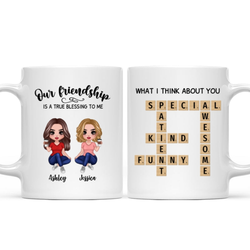 Besties Forever Front View Best Friends Unique Gift Create Your Crossword Puzzle Personalized Mug