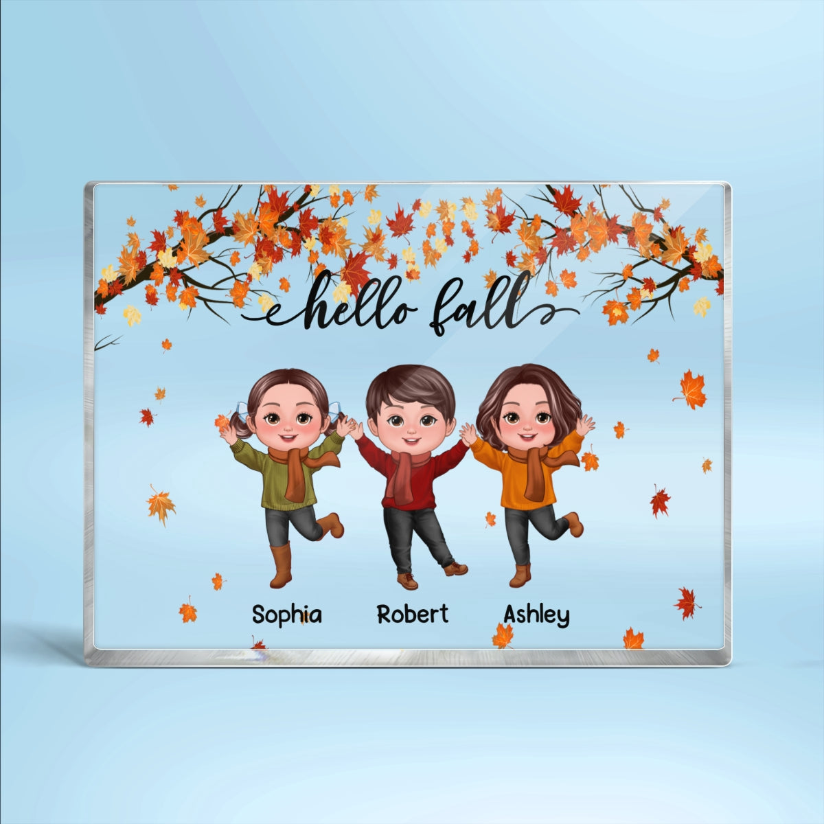 Fall Season Kids Playing Outdoor Personalized Rectangle Acrylic Block Plaque