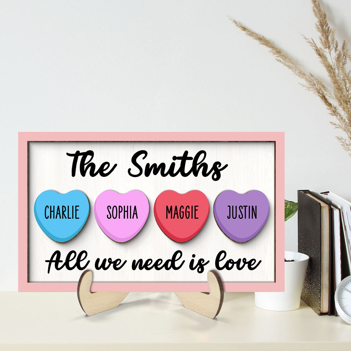All We Need Is Love Family  Decoration Personalized 2-Layer Wooden Plaque