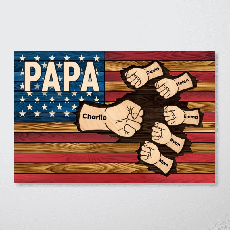 Grandpa Dad Nation Flag Fist Bump Personalized Poster, Gift For Grandpa, Dad