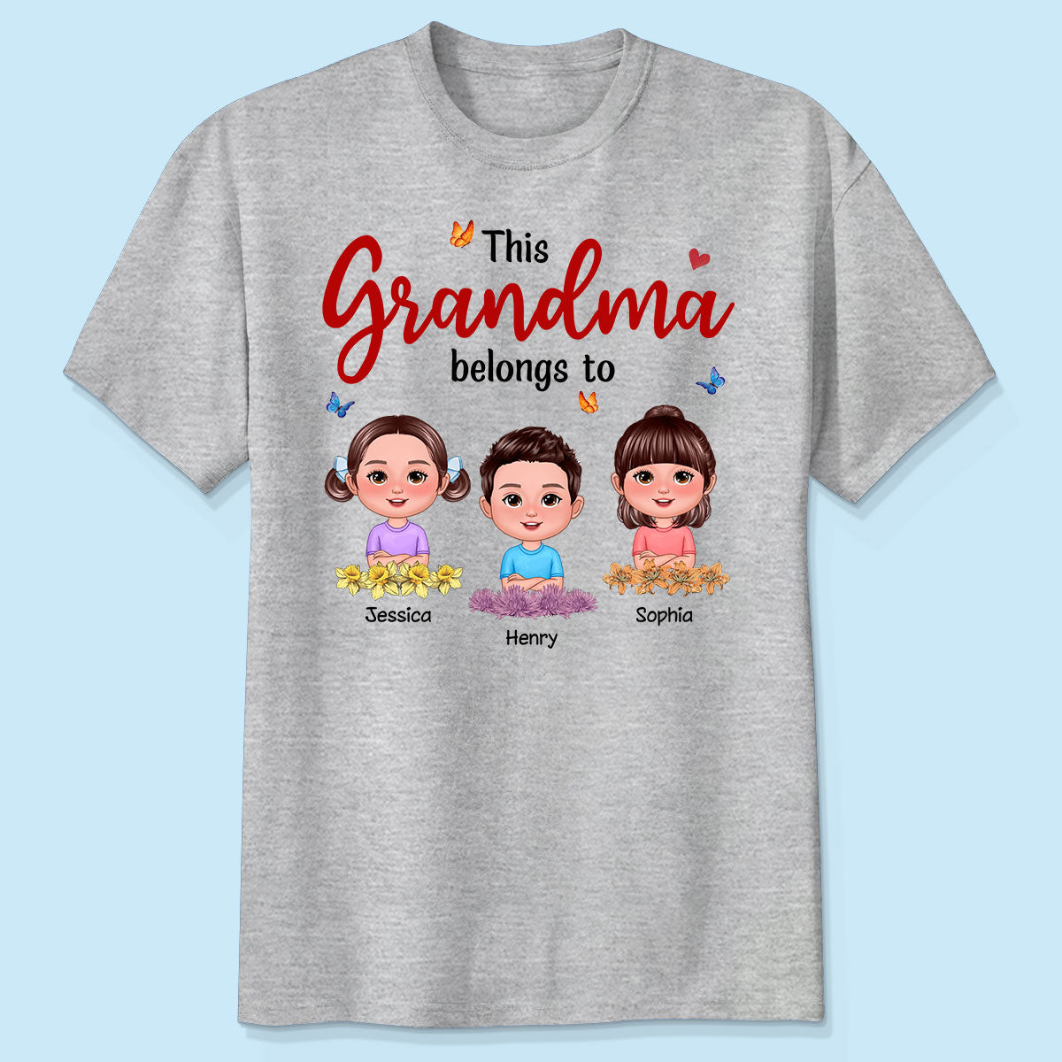 This Grandma Mom Belongs To Birth Month Flowers Cute Kids Personalized Shirt, Gift for Moms, for Grandmas