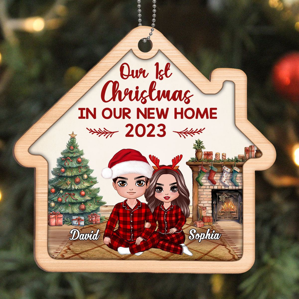Couple In House First Christmas Together Since Personalized House Shaped Wooden Ornament