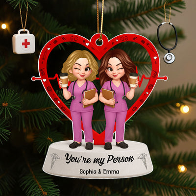 Nurse Heart Friendship Personalized Acrylic Ornament, Christmas Gift for Coworkers