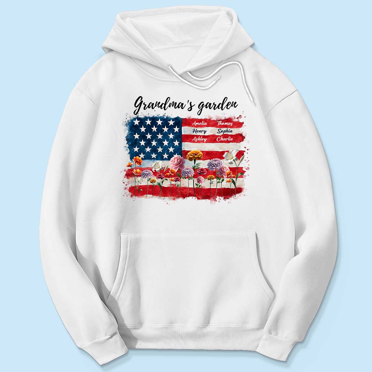 Grandma Garden Nation Flag Floral 4th Of July Personalized Shirt