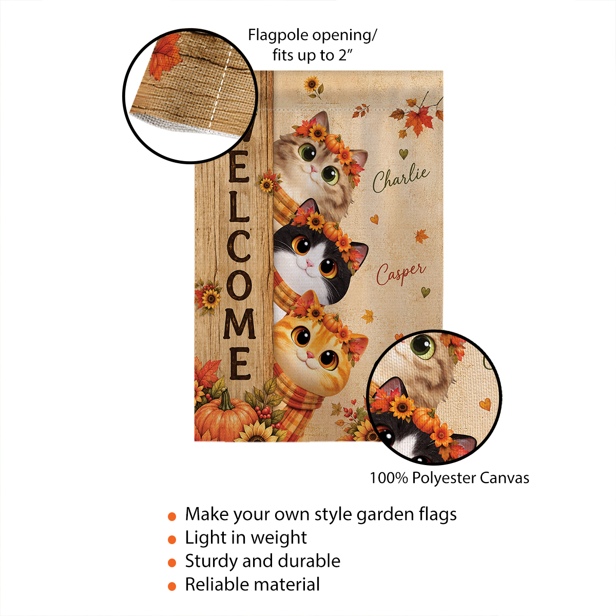 Cozy Fall Cat Welcome - Personalized Garden Flag