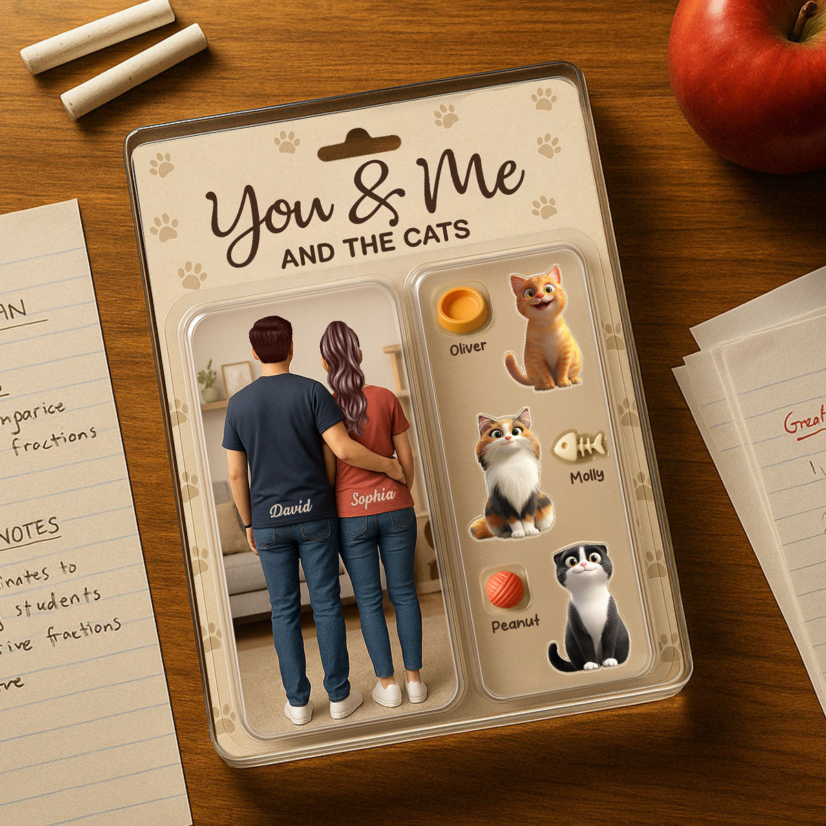 You & Me We Got This Cat Lover Couple Realistic Figures Style Personalized Acrylic Block Plaque